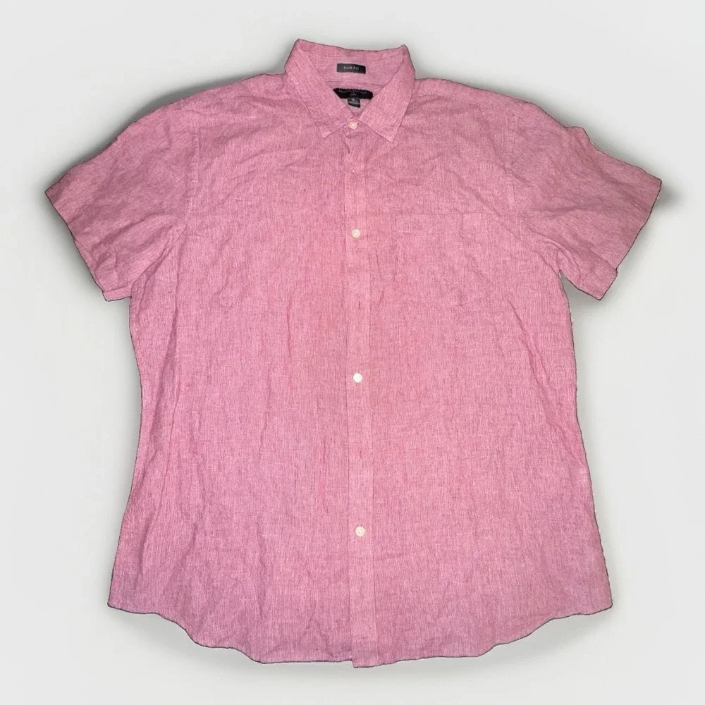 Banana Republic Mens Slim Fit Button Down Shirt Extra Large (XL) Red Classic